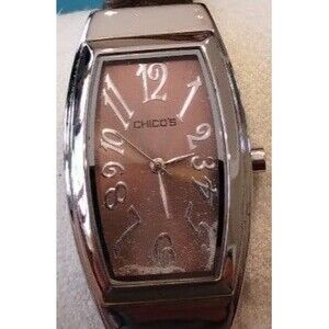 Chico's WOMEN'S GOLD TONE LEATHER COVERED BRACELET BAND. (BEAUTIFUL WATCH)